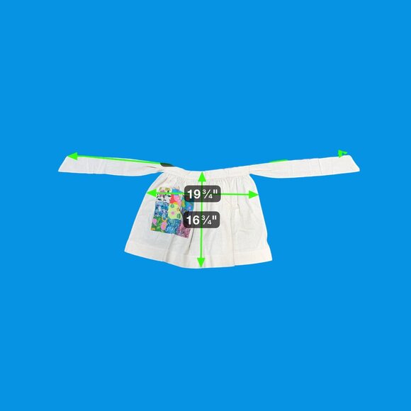 Vtg White Cotton Half Apron Patchwork Pocket Design Tie Boho Chic Cottagecore - Picture 5 of 5